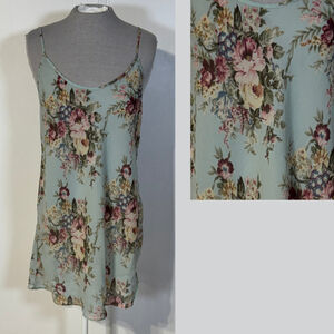 Vintage Victoria’s Secrets Lingerie Cami Dress Women’s Medium Green Pink Floral